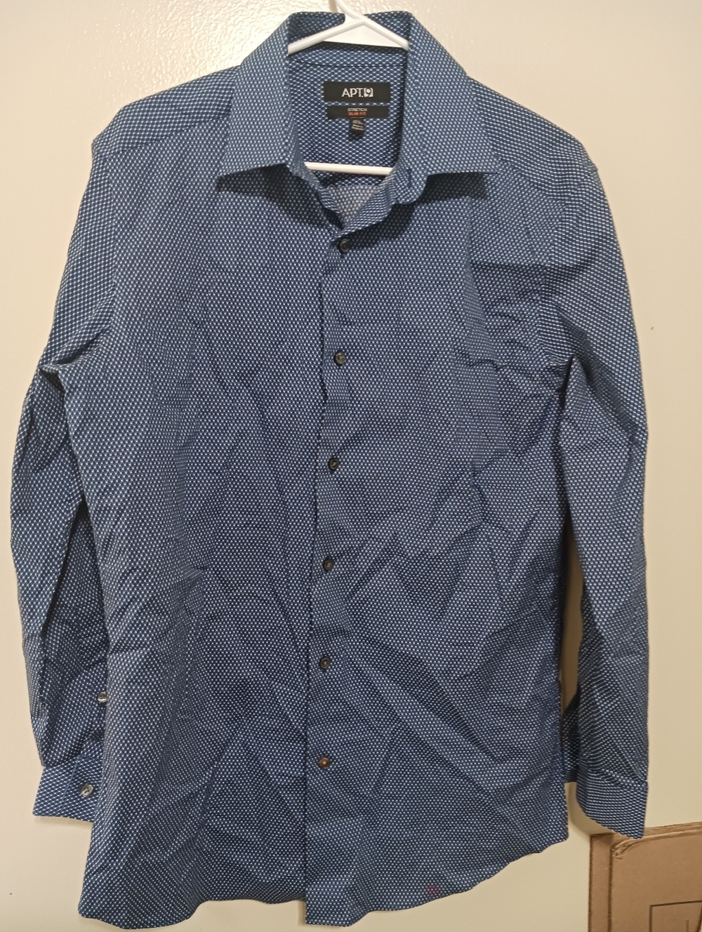 Apt. 9 Navy Blue Mens Polka Dot  Dress Shirt 32/33  A-6